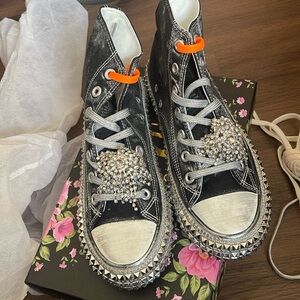 Nan-Ku Couture, Black Hightop Studded Sneaker, free people size 38, size 7